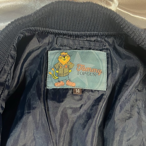 Navy Blue Top Gun Aviator Bomber Flight Jacket - Juniors Size 14 - Picture 11 of 17